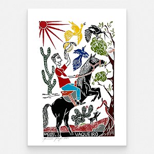 Xilogravura "Vaqueiro" G - Bacaro Borges - PE