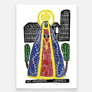 Xilogravura Nossa Senhora Aparecida G - assinada por J. Borges - PE (Última Peça)