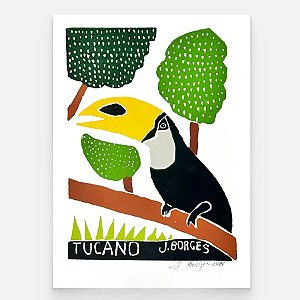 Xilogravura Tucano M - assinada por J. Borges - PE (Última Peça)