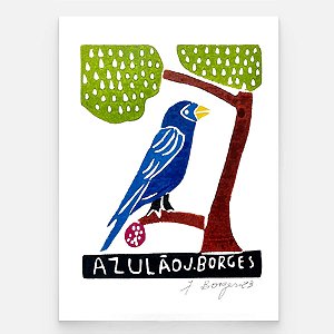 Xilogravura Azulão P - assinada por J. Borges - PE (Última Peça)