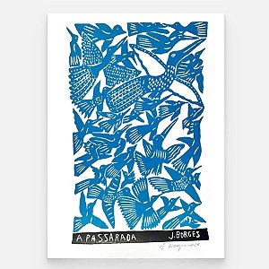 Xilogravura A Passarada G - assinada por J. Borges - PE (Última Peça)