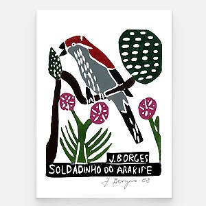 Xilogravura Soldadinho do Araripe P - assinada por J. Borges - PE (Raridade)