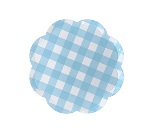 Prato De Papel Xadrez Vichy Azul Claro 8 Un  19Cm