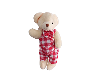 Enfeite Decorativo Natal Ursinho Xadrez Vermelho 15cm 1un