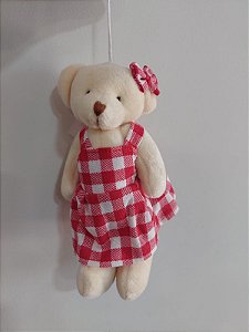 Urso Xadrez Tocando Tambor Vermelho 40cm - Natal da 25