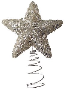 Estrela Ponteira de Árvore 15cm Champagne 01 un. Natal