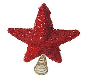 Estrela Ponteira de Árvore 15cm Vermelha 01 un. Natal