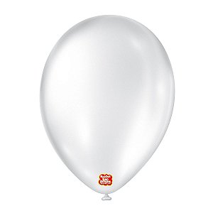 Balão 9 polegadas 23cm Cintilante Branco 25 un. São Roque