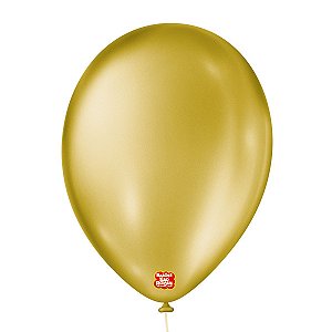 Balão 9 polegadas 23cm Cintilante Dourado 25 un. São Roque