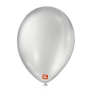 Balão 9 polegadas 23cm Cintilante Prata 25 un. São Roque