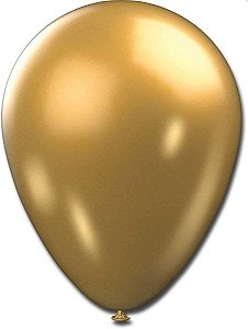 Balão 9 polegadas 23cm Metalizado Dourado 25 un. São Roque