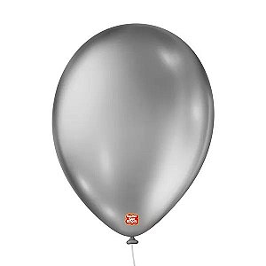 Balão 9 polegadas 23cm Metalizado Prata 25 un. São Roque