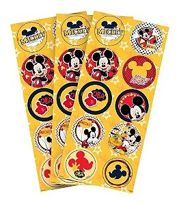 Adesivo Decorativo Redondo Mickey Clássico 3 Cartelas