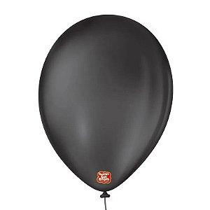 Balão 9 polegadas 23cm Liso Preto Ébano 50 un. São Roque