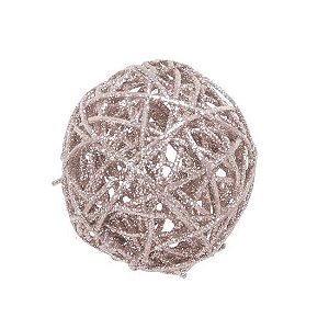 Bola Rattan de Natal Nude Glitter 6cm 01 unidade Cromus