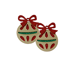 Enfeite Bola Natal Dourado Verde/Verm. Glitter Ace/Eva 04 un