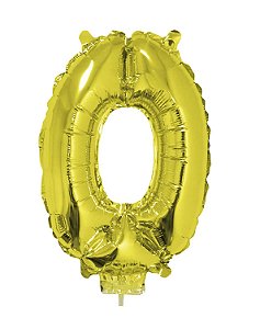 Balão Metalizado Número 0 Ouro 16 polegadas 41cm