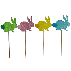 Palito Decorativo Pascoa Coelho Pompom Eva Cores