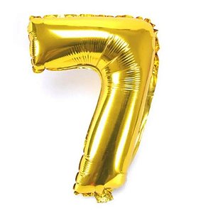 Balão Metalizado Número 7 Ouro 16 polegadas 41cm