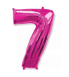 Balão Metalizado Número 7 Pink 16 polegadas 41cm