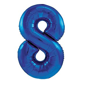 Balão Metalizado Número 8 Azul Royal 16 polegadas 41cm