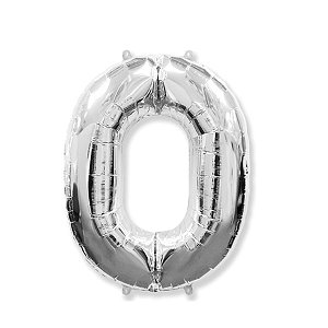 Balão Metalizado Número 0 Prata 88 cm Regina