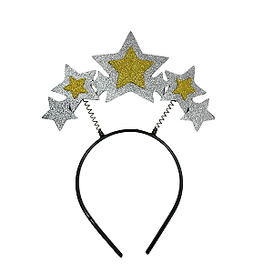 Tiara Carnaval Estrelas Prata/Dourado Eva Glitter 01 un.