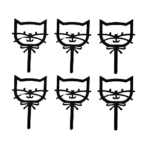 Tag Decorativo Gato Vazado Ac2 Preto 6C Preto