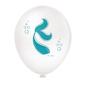 Balão Latex Redondo 9 pol. Ariel Pequena Sereia 25 un.