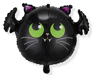 Balão metalizado morcego gato Halloween 60x72cm 1 un