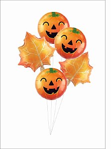 Kit balão metalizado abobora Festa Halloween 5 un