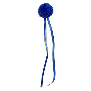 Topo de Bolo Pompom Fitilhos - Azul Arara