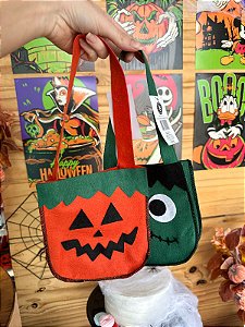 Bolsinha Abobora Com Alça Halloween Docinhos Feltro 1 un