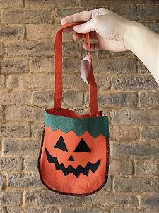 Bolsinha Abobora Com Alça Halloween Docinhos Feltro 1 un