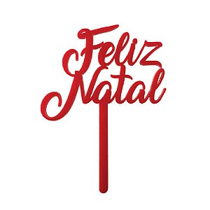 Topo de Bolo Feliz Natal Vermelho 12cm Decoração 1 un