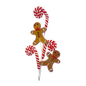 Galho Decoração Biscoito Natal Candy Cane Enfeite 1un 70cm