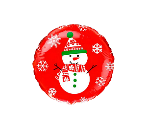 Balão Metalizado Boneco De Neve Redondo Natal 20" 50cm