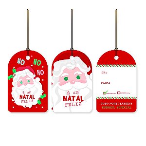 Tag De / Para Papai Noel Natal Embalagem 5x8cm 12un