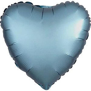 Balão Coração 20" Cromado Azul Steel Flexmetal
