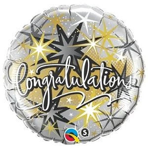 Balão Redondo Metalizado 18''/46cm Congratulations Festa