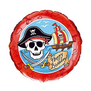 Balao Happy Birthday Pirata Redondo 20''/50cm Megatoon