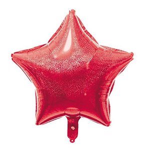 Balao Metalizado holografico Estrela Vermelho 18" Cromus