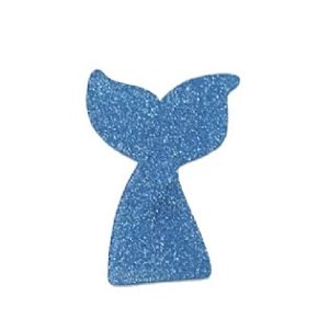 Aplique Cauda Sereia Azul Glitter Pequena 3Cm C/ 4un