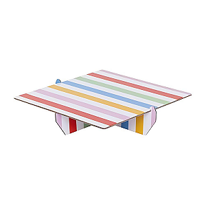 Bandeja Quadrada - Listra Multicolorida 20x20cm Resistente