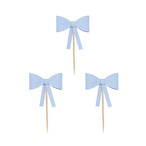 Topper Para Doces e Cupcakes Laço (3 und) - Azul Ceu