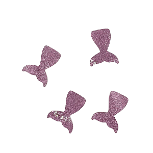 Aplique Sereia Cauda Med Acg Rosa Glitter 5Cm C/4