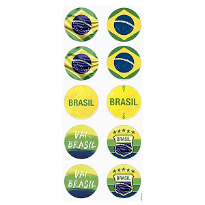 Adesivo Redondo Vai Brasil Cromus 30Un 4cm