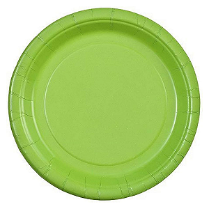Prato Papel Liso Verde Limão 18cm - 8un