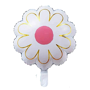 Balão Metalizado Margarida Branco 42,5x52,5cm 1un