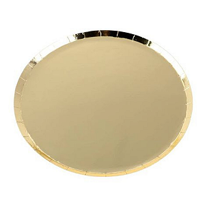 Prato Papel Dourado Metalizado 18 cm 8un